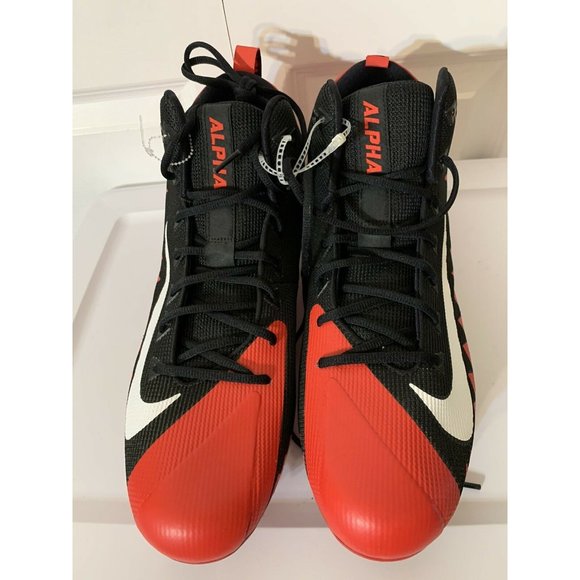 New Nike Alpha Menace Pro Mid Football Cleats Red/Black (922813-018) Men Size 16 - Picture 2 of 10